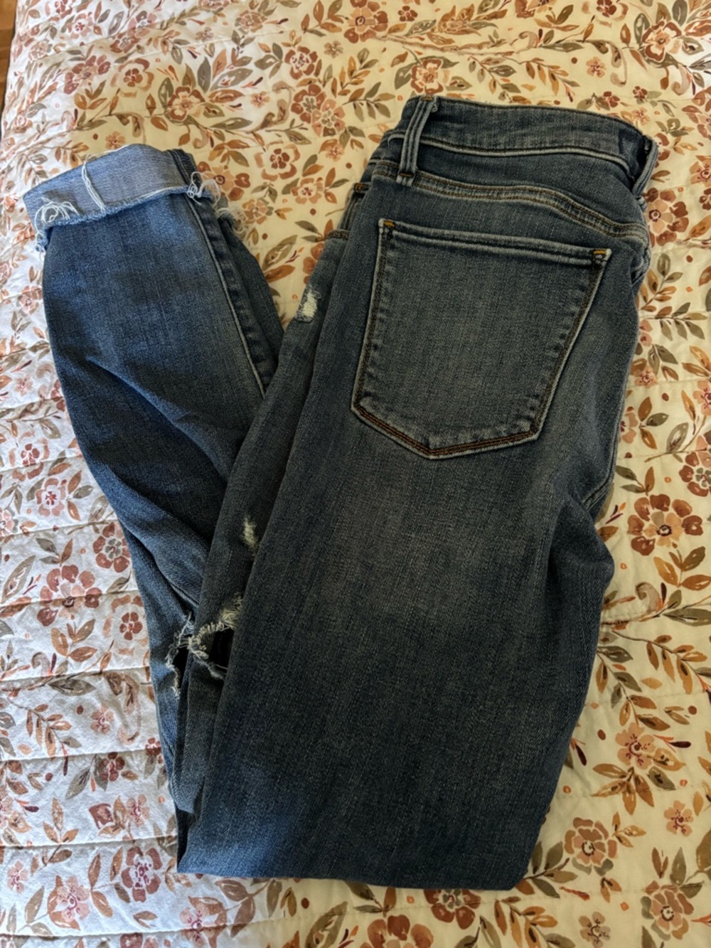 Abercrombie & Fitch Dark Blue Distressed Curve Love Skinny Jeans